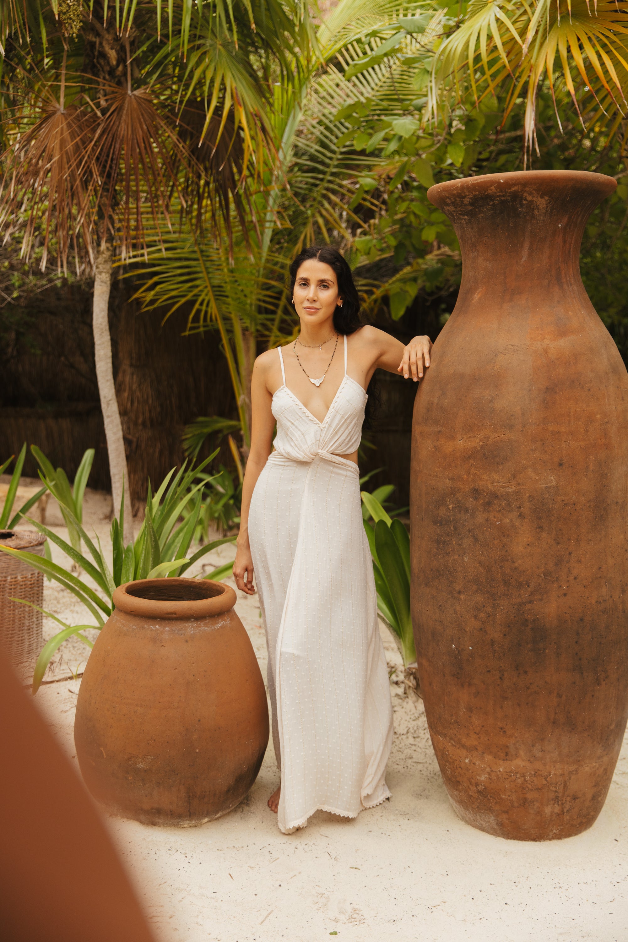 Solid Gold Maxi Dress - White Beach Dress
