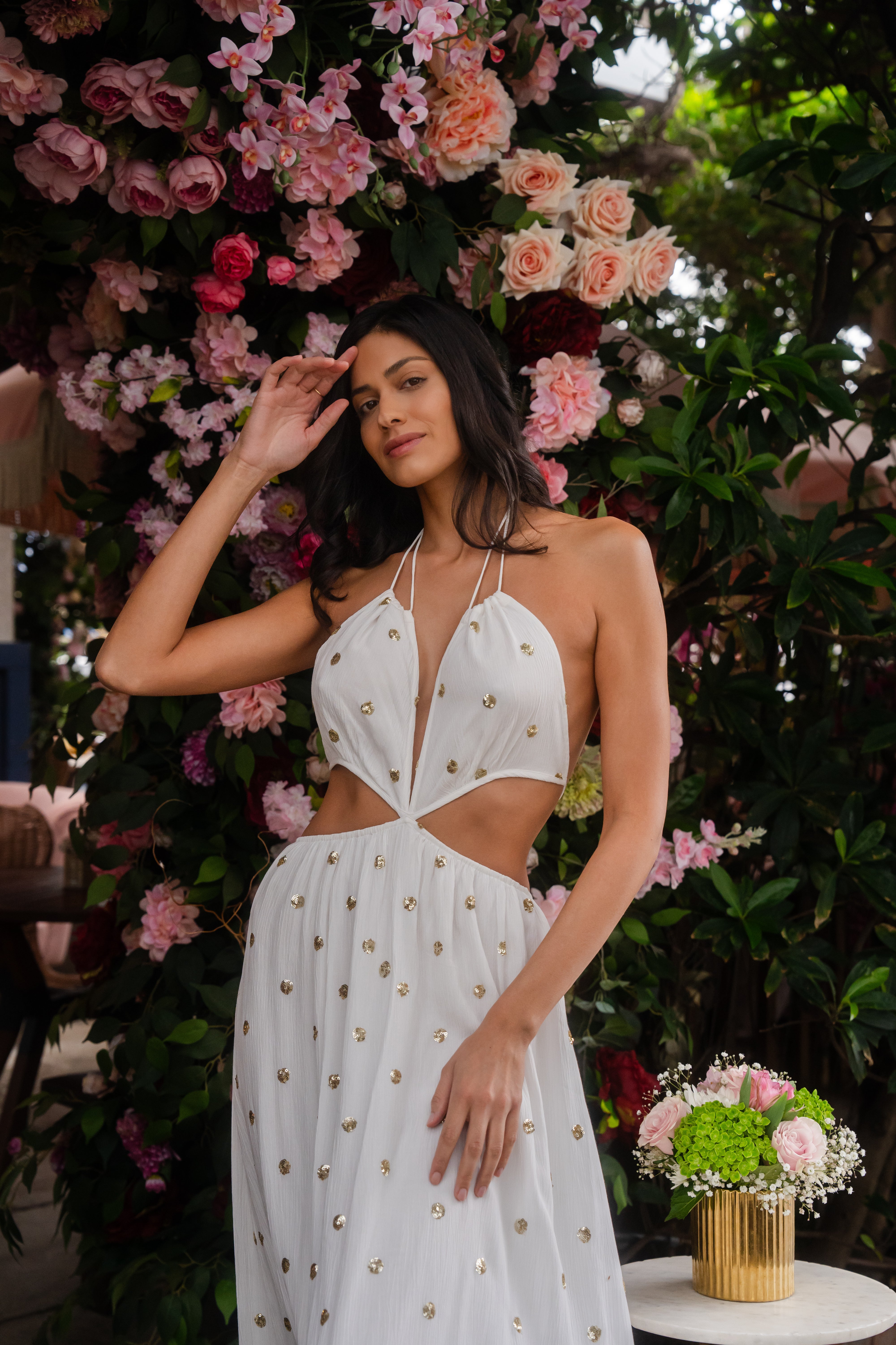 fitted lace wedding dress Sunshine Dot Maxi Dress