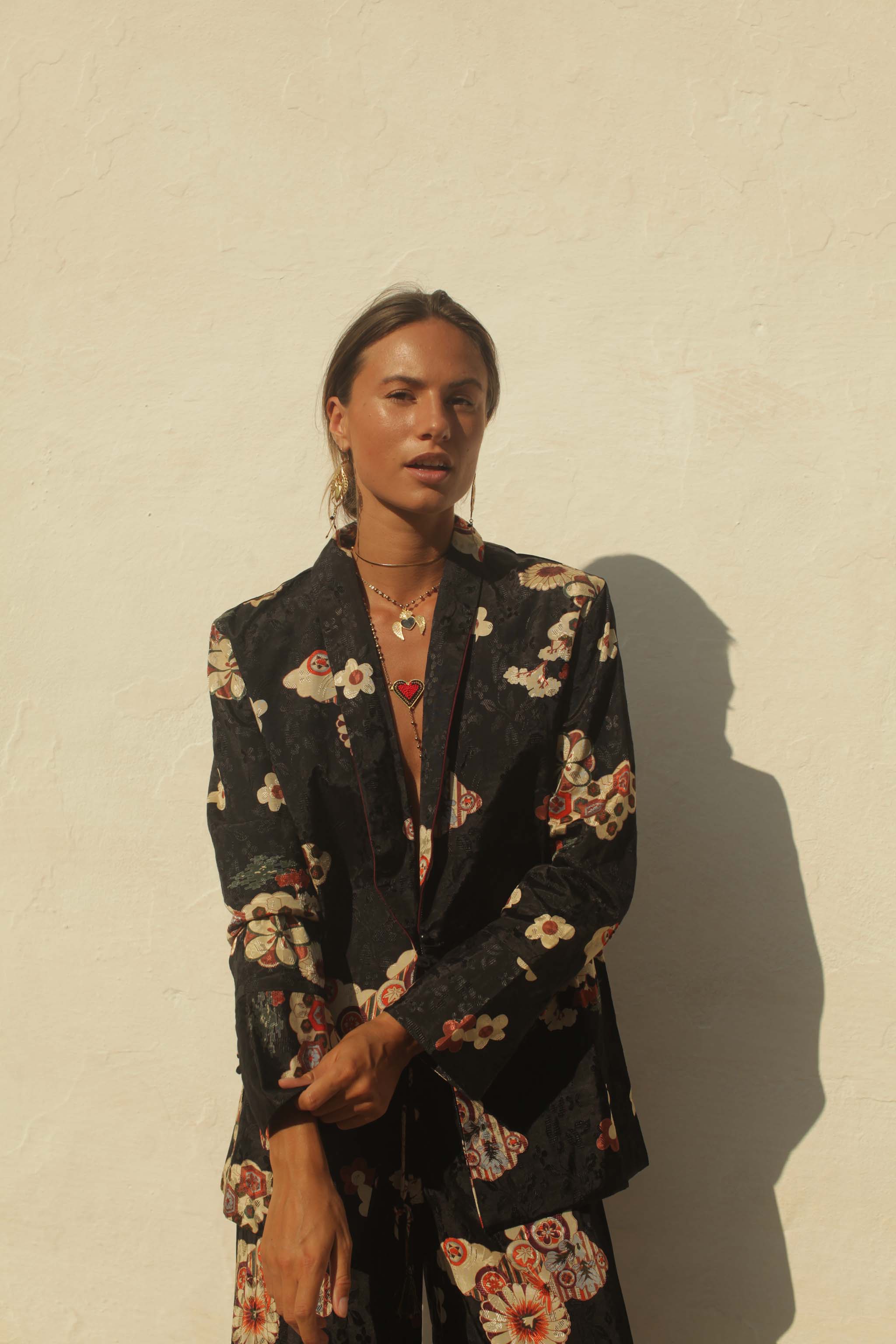 Zara printed sales blazer with belt